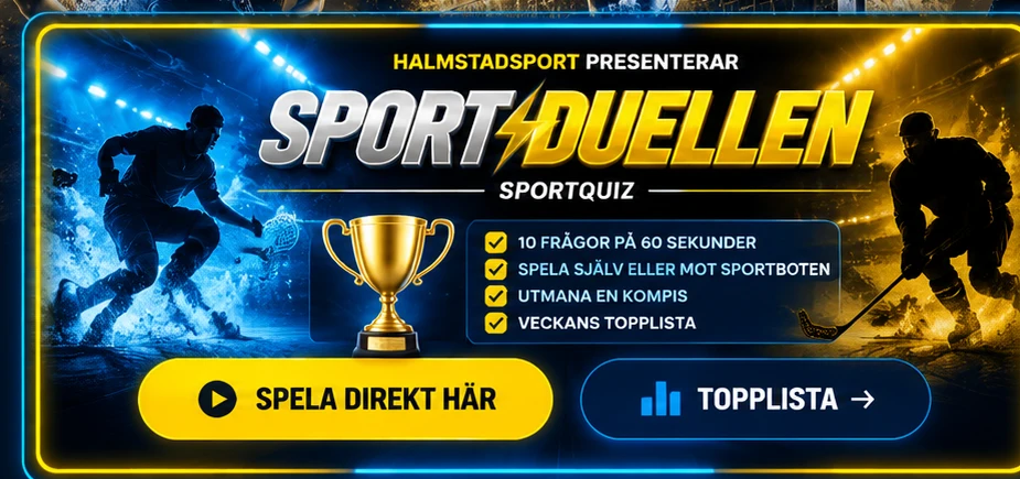 Sportduellen: 10 frågor på 60 sekunder, spela själv eller mot Sportboten, utmana en kompis och se veckans topplista
